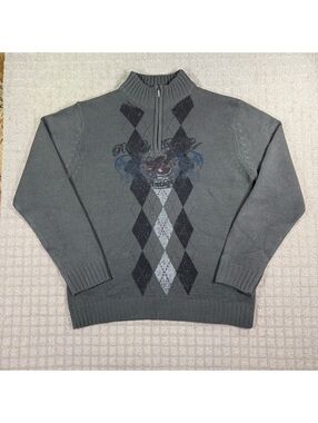 Chicago gray argyle quarter-zip sweater size M/M